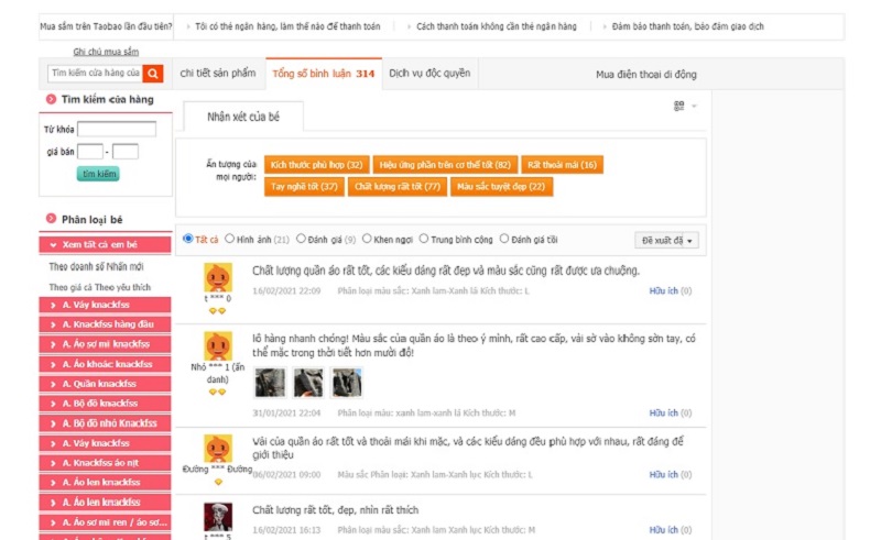 Tiêu chí đánh giá link shop order Taobao uy tín