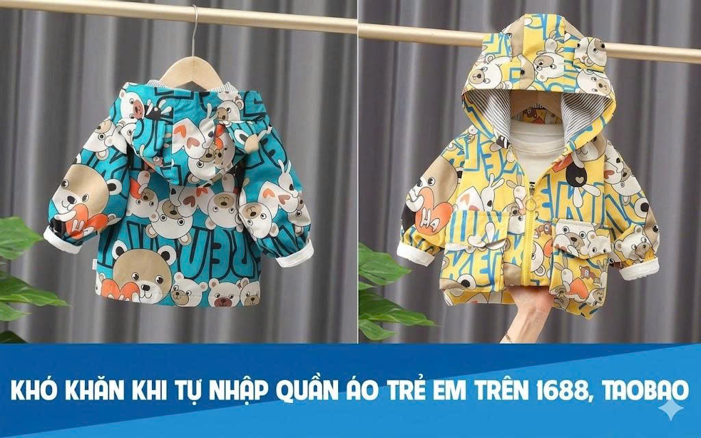 Khó khăn khi tự nhập quần áo trẻ em trên 1688, Taobao